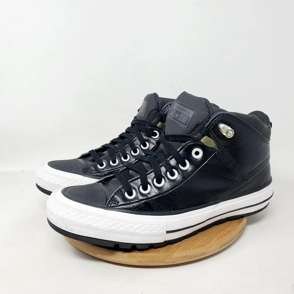 Converse Chuck Taylor All Star Street Boot Shoes Mens 8 Black Leather Sneaker - Picture 5 of 13